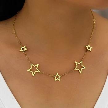 Ожерелья из нержавеющей стали Kpop, ошейник со звездой, цепочка для ключиц, высококачественные трендовые товары, Модные ожерелья для женщин, ювелирные изделия