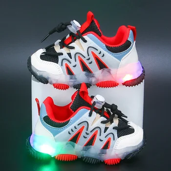 Осенняя Новая детская обувь со светодиодной подсветкой для маленьких мальчиков, светящаяся спортивная обувь для новорожденных, Первые ходунки, Светящиеся кроссовки для маленьких девочек