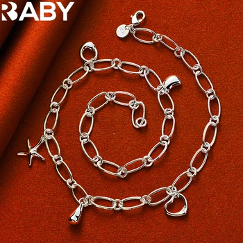 Очаровательное ожерелье из стерлингового серебра 925 пробы с сердечком/морской звездой/каплей воды/Фасолью, Цепочка для женщин, Модные Свадебные милые ювелирные подарки