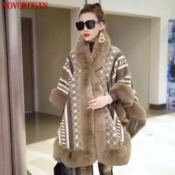 Пальто-шаль с большим воротником Оверсайз, Зимнее женское пальто с рукавами 
