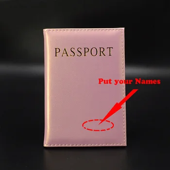 Персонализированная обложка для паспорта, женские розовые дорожные обложки для паспортов с именами, приглашения на свадьбу для девочек, обложка для паспорта