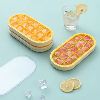 Пластиковая коробка для льда, самодельная форма для кубиков льда для бытовых холодильников, креативная с крышкой, сетка для льда из пищевого силикона