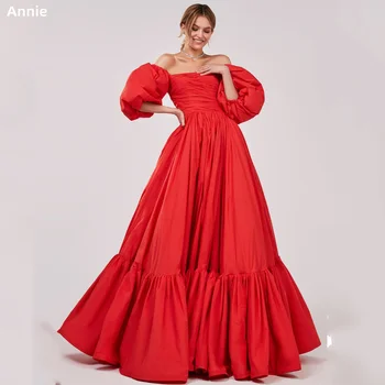 Платья для выпускного вечера Annie Red, свободное длинное платье без бретелек, платья для официальных мероприятий, трапециевидные рукава-баллоны