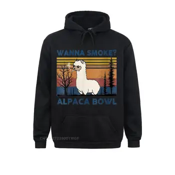 Повседневная женская рубашка Wanna Smoke Alpaca Bowl, Забавные мужские свитшоты из альпаки в стиле Харадзюку, Летние Толстовки с длинными рукавами со скидкой, капюшоны