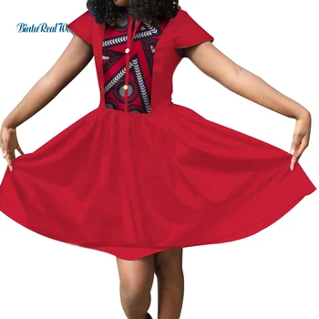 Повседневные Летние хлопковые платья с африканским принтом для женщин, платье-рубашка трапециевидной формы в стиле пэчворк Bazin Riche, традиционная африканская одежда WY422