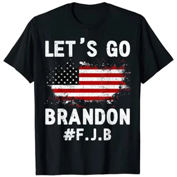 Поехали, Брэндон, Цвета флага США, Забавная футболка, Политическая шутка, футболки, топы, мужская одежда