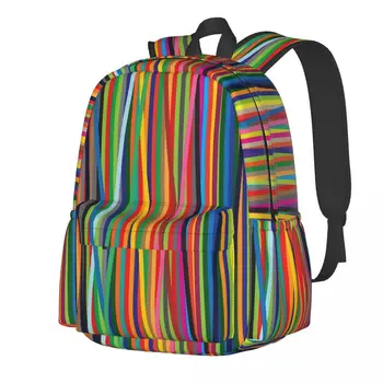 Полосатый Дизайнерский рюкзак С красочным абстрактным принтом, Походные рюкзаки, женские Дизайнерские школьные сумки с принтом, Милый рюкзак