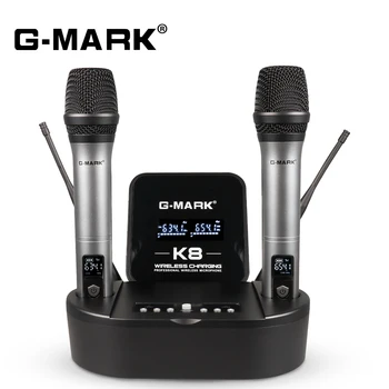 Профессиональный перезаряжаемый двухканальный УВЧ-беспроводной микрофон G-MARK K8 с эффективным расстоянием 50 м для свадебных выступлений