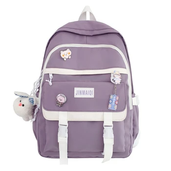 Рюкзак с милой булавкой, аксессуары, Плюшевая подвеска, школьная сумка для студентов, Дорожные рюкзаки Большой емкости, Нейлоновый рюкзак