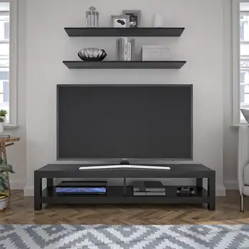 Современная подставка для телевизора в помещении для телевизоров до 65 дюймов, мебель для гостиной из черного дуба