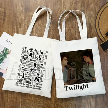 Сумеречная забавная сумка для покупок, графическая сумка-тоут в стиле Харадзюку, женская холщовая сумка через плечо, Ulzzang, Эко, большой емкости