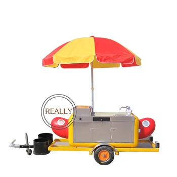 Тележка для еды с прицепом для уличной еды нового дизайна для продажи с зонтиком