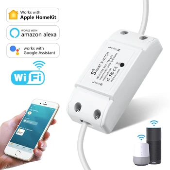 Умный беспроводной переключатель Wi-Fi 10A Пульт дистанционного управления, модуль реле автоматизации, работа с Apple Homekit/Alexa/Google Assistant