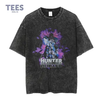 Футболки Phantom Troupe в стиле хип-хоп, винтажная футболка с принтом Аниме Hunter X Hunter, негабаритные футболки в стиле ретро Манга y2k, мужские футболки