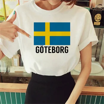 Шведская футболка, женские футболки с графическим дизайном, женская забавная одежда