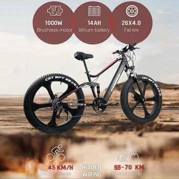 Электрический Горный Велосипед EU Stock 48V 13.6Ah E-Bicycle 4.0 Fat SHIMANO с Гидравлическим тормозом Snow Bike со Встроенным Колесом для Взрослых